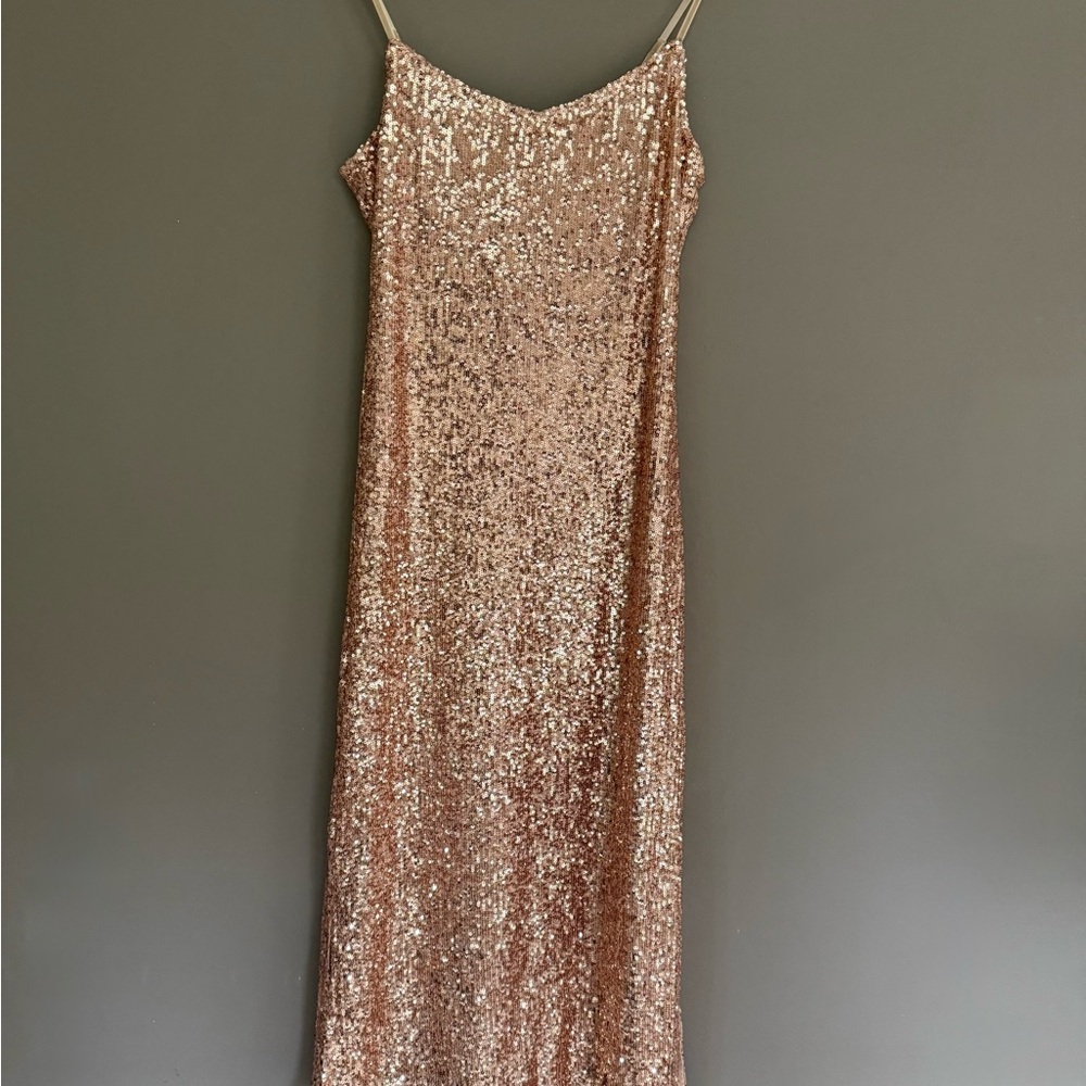 Steve Madden Gold Slip Maxi Dress Spaghetti Strap